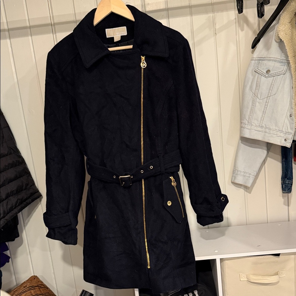 Michael Kors Navy Blue Wool Coat
